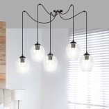 Lampa wisząca szklana "pająk" Level V czarno-przezroczysta marki Emibig