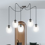 Lampa wisząca szklana "pająk" Level V czarno-przezroczysta marki Emibig