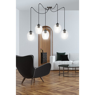 Lampa wisząca szklana "pająk" Level V czarno-przezroczysta marki Emibig