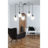 Lampa wisząca szklana "pająk" Level V czarno-przezroczysta marki Emibig