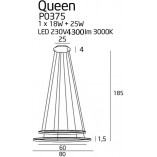 Lampa wiszące okręgi ściemniana Queen II LED 80cm chrom MaxLight