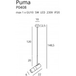Lampa wisząca punktowa Puma 6cm czarno-złota MaxLight
