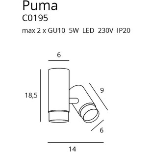 Reflektor sufitowy Puma II czarno-złoty MaxLight