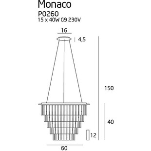 Lampa wisząca kryształowa glamour Monaco 60cm chromowana MaxLight