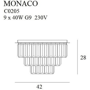 Plafon kryształowy glamour Monaco 42cm złoty MaxLight