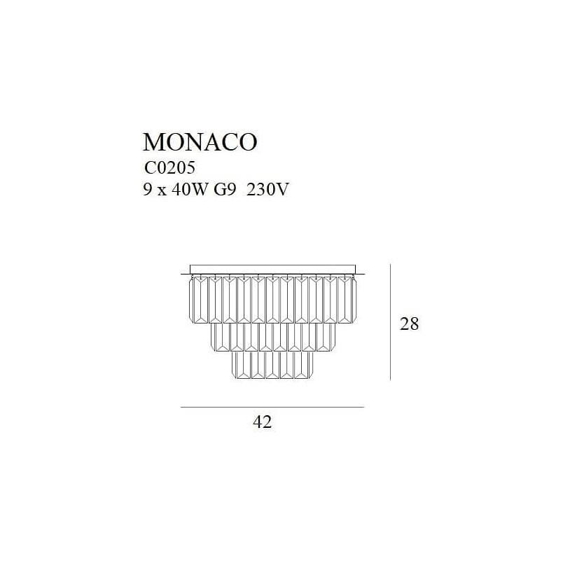 Plafon kryształowy glamour Monaco 42cm złoty MaxLight