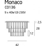 Plafon kryształowy glamour Monaco 42cm chromowany MaxLight