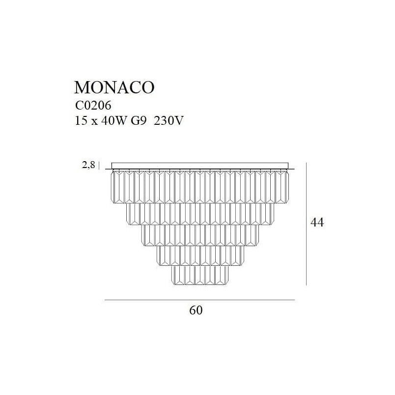 Plafon kryształowy glamour Monaco 60cm złoty MaxLight