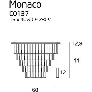 Plafon kryształowy glamour Monaco 60cm chromowany MaxLight