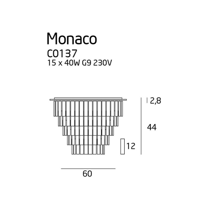 Plafon kryształowy glamour Monaco 60cm chromowany MaxLight