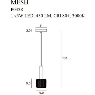 Lampa wisząca ażurowa Mesh 9cm czarno-złota MaxLight