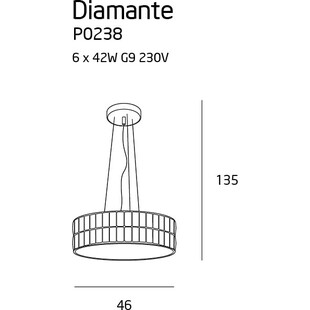 Lampa wisząca kryształowa glamour Diamante 46cm chrom MaxLight