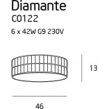 Plafon kryształowy glamour Diamante 46cm chrom MaxLight