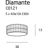 Plafon kryształowy glamour Diamante 38cm chrom MaxLight