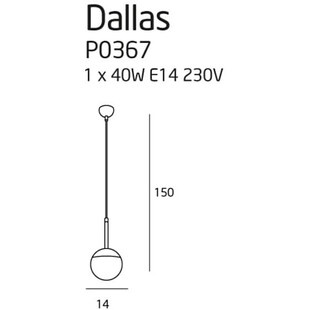 Lampa wisząca szklana kula Dallas 14cm czarna MaxLight