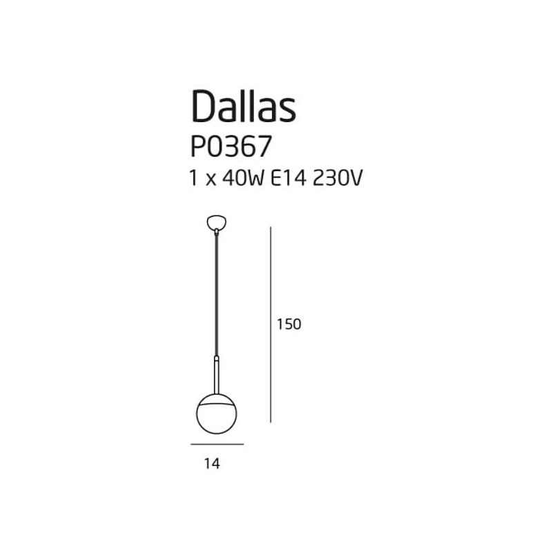 Lampa wisząca szklana kula Dallas 14cm czarna MaxLight