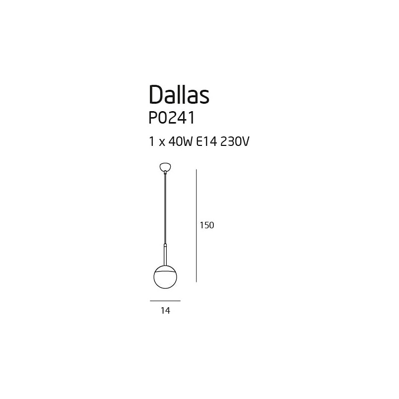 Lampa wisząca szklana kula Dallas 14cm złota MaxLight