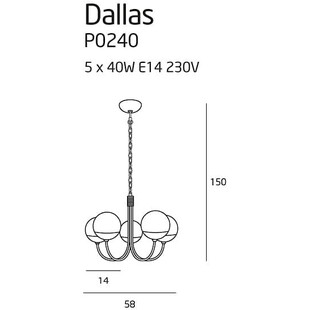 Lampa wisząca 5 punktowa Dallas 58cm złota MaxLight