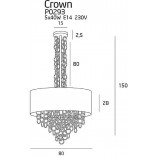 Lampa wisząca z abażurem glamour Crown 80cm czarno-złota MaxLight
