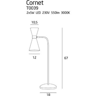 Lampa biurkowa designerska Cornet LED czarno-złota MaxLight