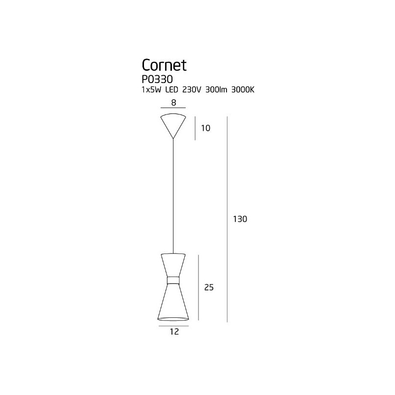 Lampa wisząca designerska Cornet LED 12cm czarno-złota MaxLight