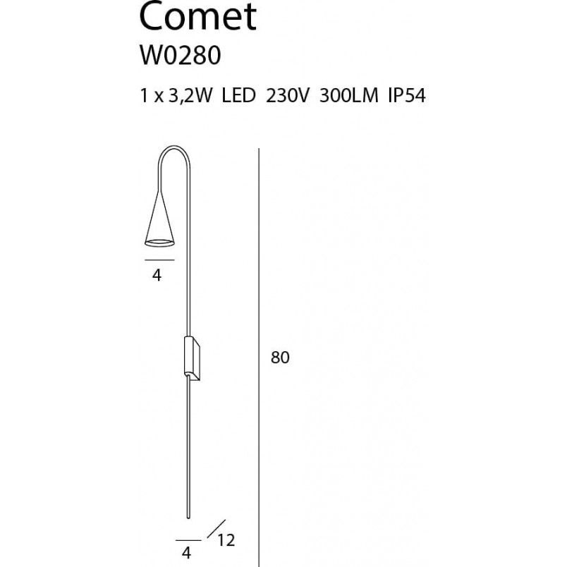 Kinkiet minimalistyczni łazienkowy Comet LED czarny MaxLight