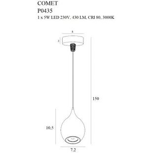 Lampa wisząca minimalistyczna Comet Drop LED 7,2cm czarna MaxLight