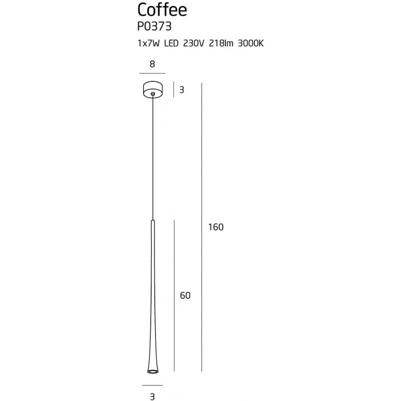Lampa wisząca minimalistyczna Coffee Long LED 3cm czarna MaxLight