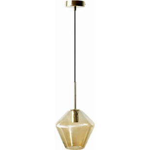 Lampa wisząca szklana retro Bohemia 23cm bursztynowa Auhilon