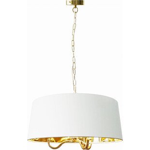 Lampa wisząca glamour z abażurem Manhattan 50cm biało-złota Auhilon