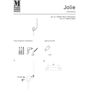 Kinkiet minimalistyczny z przewodem Jolie czarny Markslojd