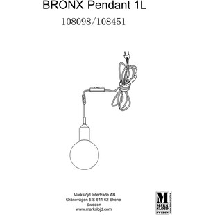 Lampa wisząca "żarówka" na kablu Bronx 4cm czarna Markslojd