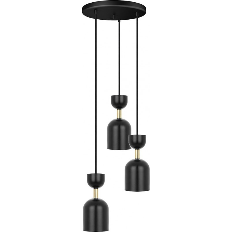 Lampa wisząca potrójna designerska Supuru III 30cm czarny / złoty Ummo