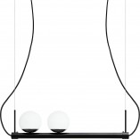 Lampa podłużna 2 szklane kule Ligne 102,6cm biało-czarna Ummo