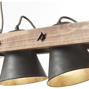Lampa wisząca drewniana belka Decca II 51cm czarna stal Brilliant