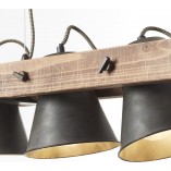 Lampa wisząca drewniana belka Decca V 95cm czarna stal Brilliant
