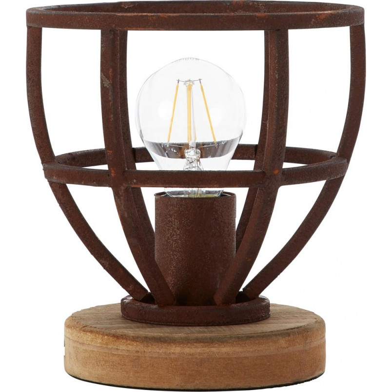 Lampa stołowa industrialna z drewnem Matrix Wood rdzawa Brilliant