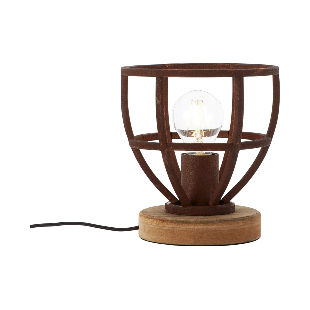 Lampa stołowa industrialna z drewnem Matrix Wood rdzawa Brilliant
