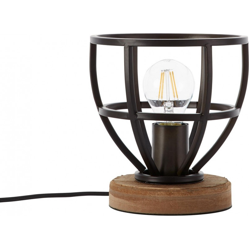Lampa stołowa industrialna z drewnem Matrix Wood czarny stalowy Brilliant