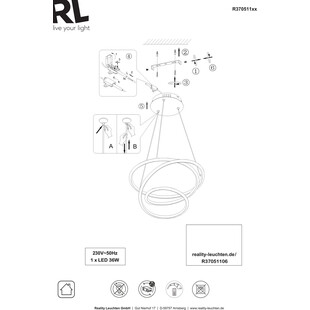 Lampa wisząca nowoczesna Bologna LED 50cm biały mat Reality