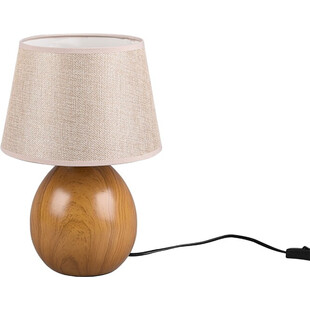 Lampa stołowa skandynawska z abażurem Luxor 35cm beż / drewno Reality