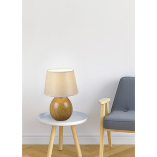 Lampa stołowa skandynawska z abażurem Luxor 35cm beż / drewno Reality