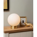 Lampa stołowa szklana kula Jorit 25cm opal / mosiądz Lucide