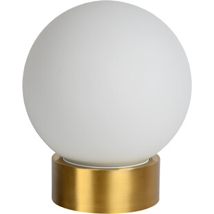 Lampa stołowa szklana kula Jorit 20cm opal / mosiądz Lucide