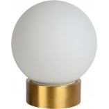 Lampa stołowa szklana kula Jorit 20cm opal / mosiądz Lucide