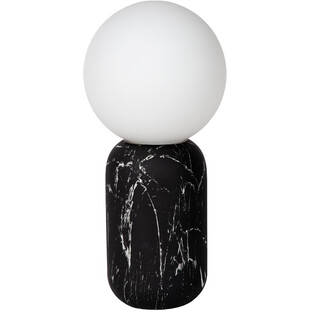 Lampa stołowa szklana kula Marbol opal / czarny marmur Lucide