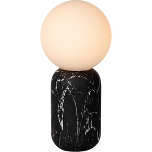 Lampa stołowa szklana kula Marbol opal / czarny marmur Lucide