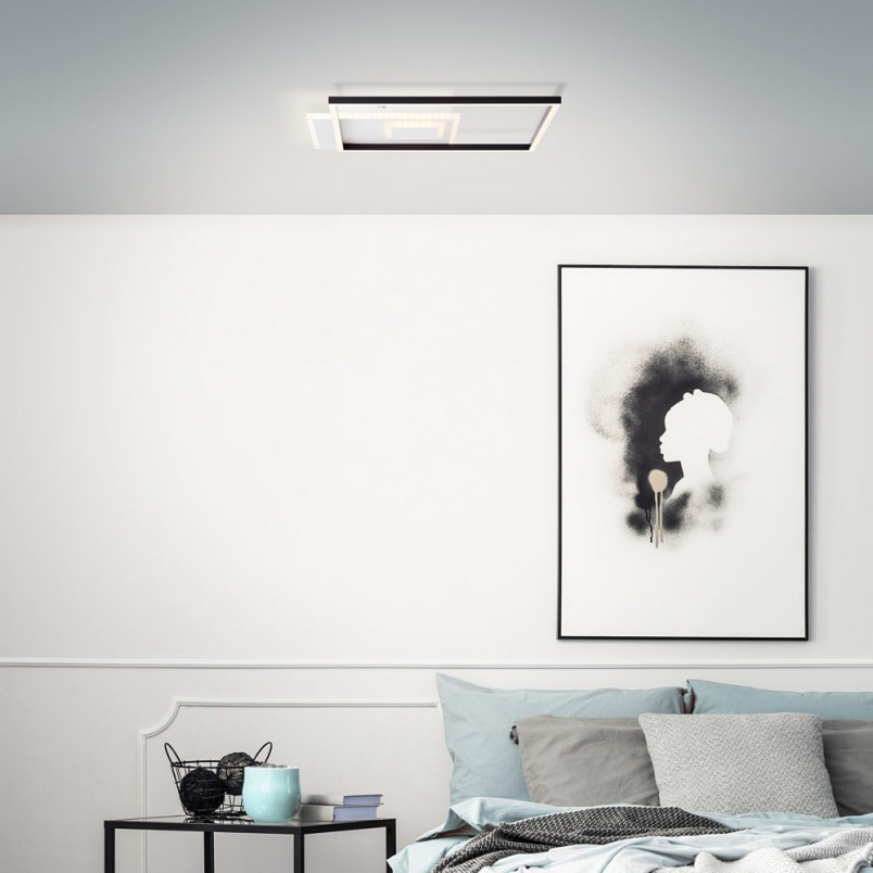 Plafon kwadratowy ściemniany Iorgo LED 43cm czarny / biały Brilliant