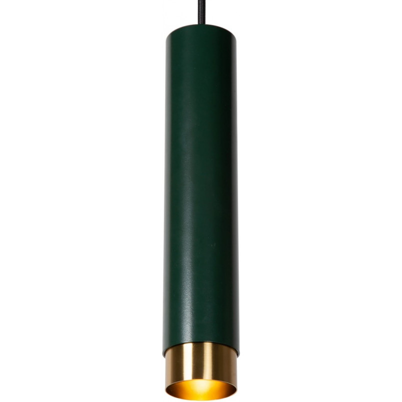 Lampa wisząca tuba Floris 5,9cm H30cm zielony / satynowy mosiądz Lucide
