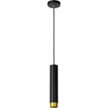 Lampa wisząca tuba Floris 5,9cm H30cm czarny / satynowy mosiądz Lucide